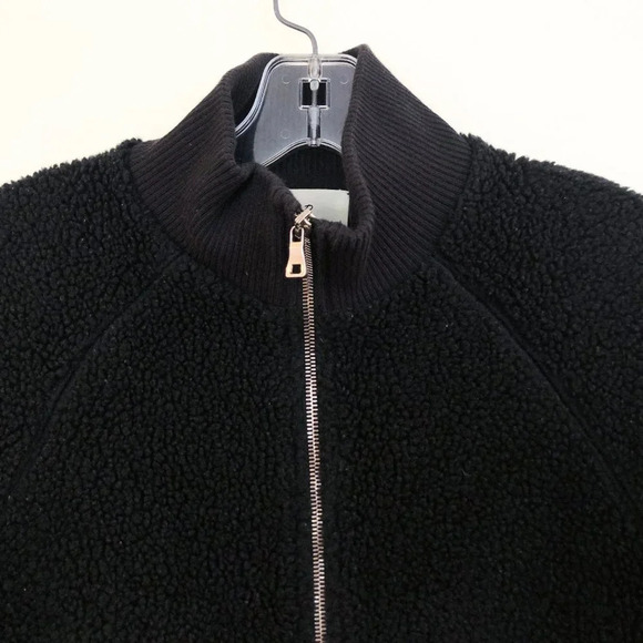 Mr. P Black Faux Shearling Full Zip Designer Bomber Jacket Men's Small - Picture 5 of 9